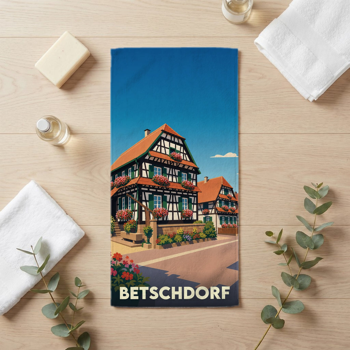 Serviette de bain 30 cm x 60 cm souvenir de Betschdorf