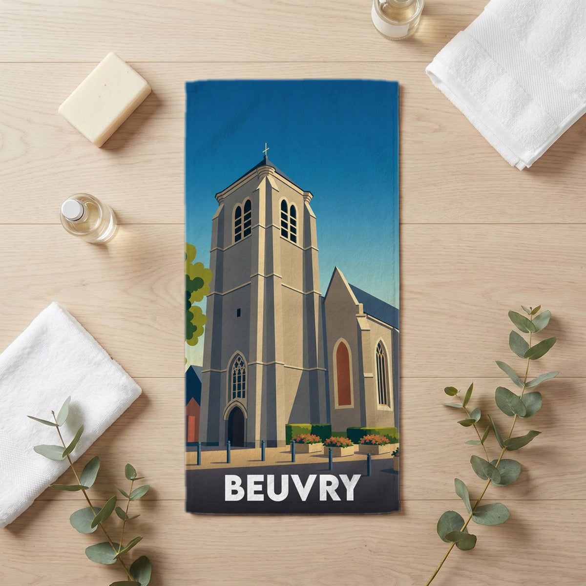 Serviette de bain 30 cm x 60 cm souvenir de Beuvry