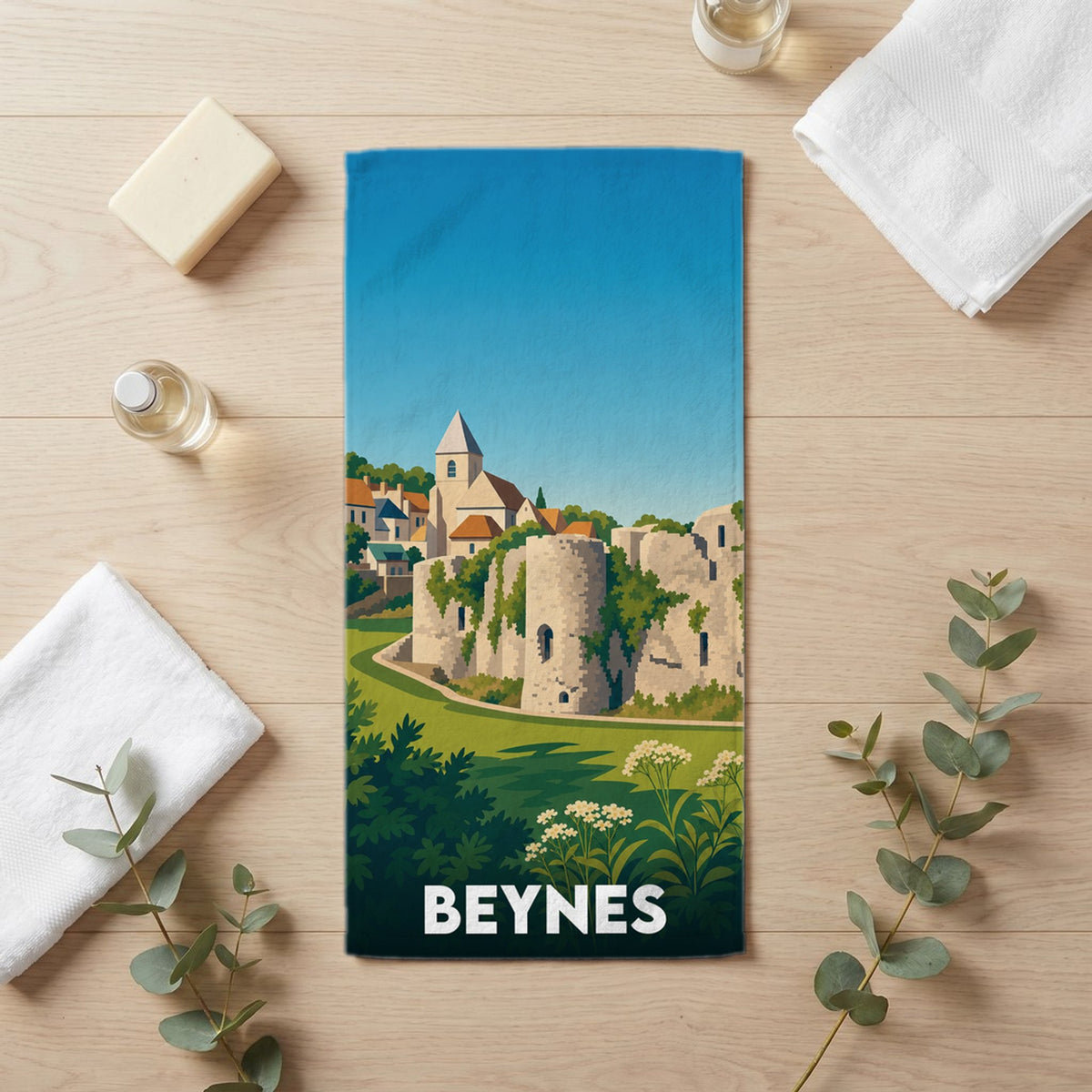 Serviette de bain 30 cm x 60 cm souvenir de Beynes