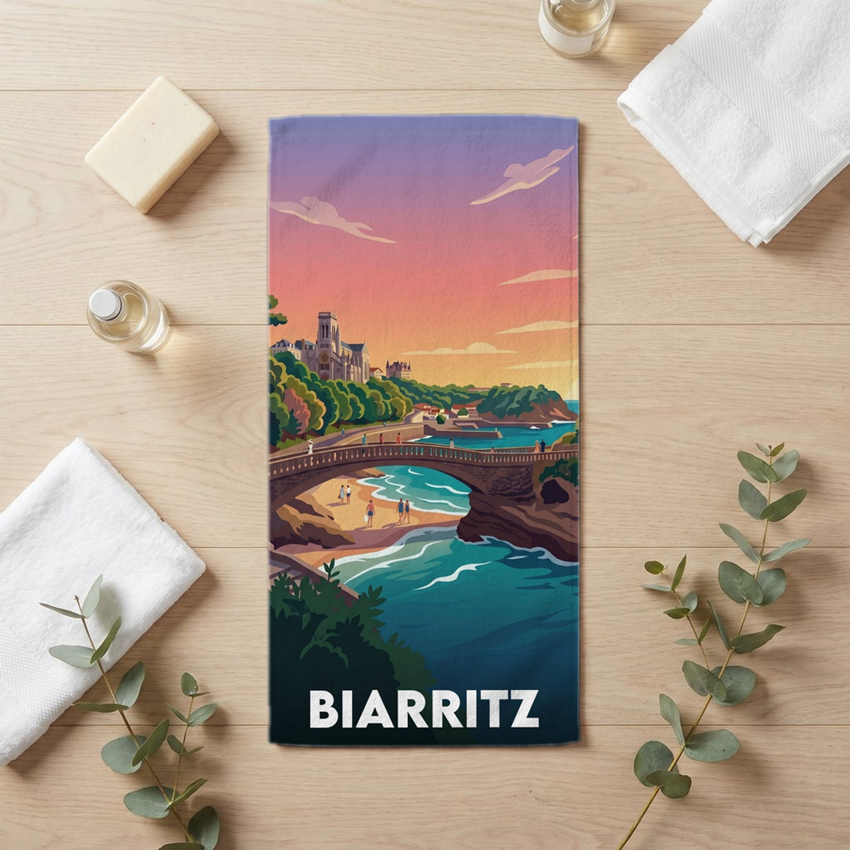 Serviette de bain 30 cm x 60 cm souvenir de Biarritz