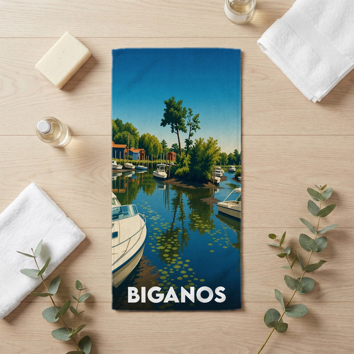 Serviette de bain 30 cm x 60 cm souvenir de Biganos
