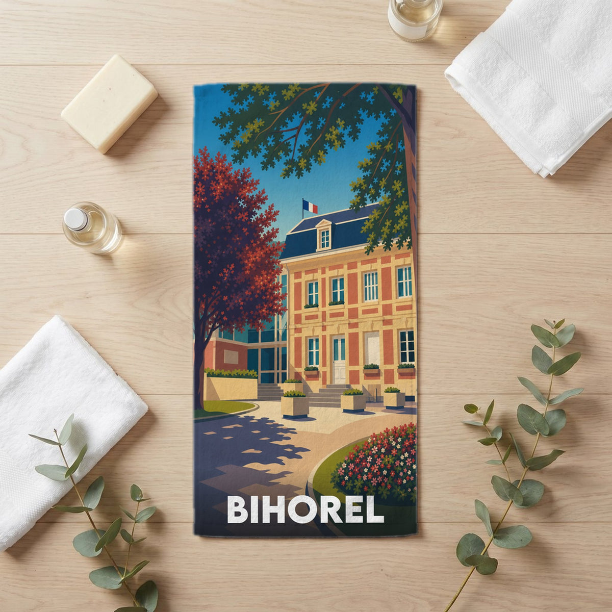 Serviette de bain 30 cm x 60 cm souvenir de Bihorel