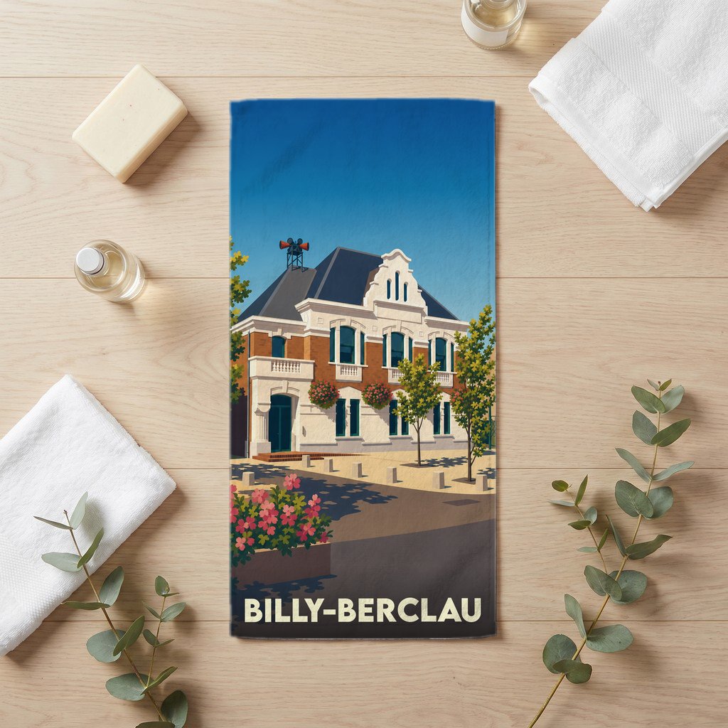 Serviette de bain 30 cm x 60 cm souvenir de Billy-Berclau