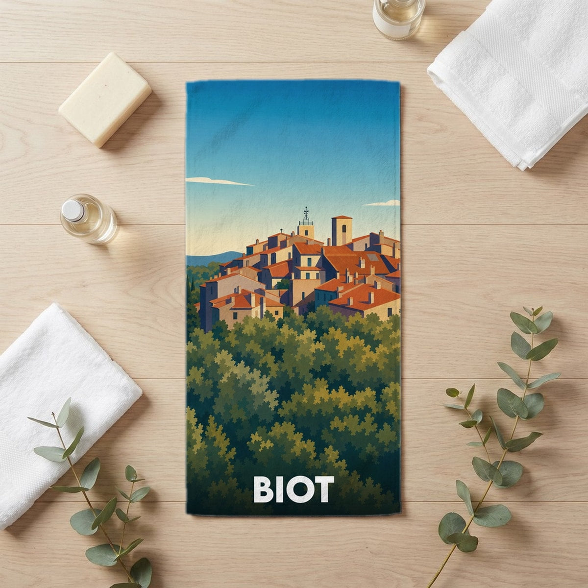 Serviette de bain 30 cm x 60 cm souvenir de Biot
