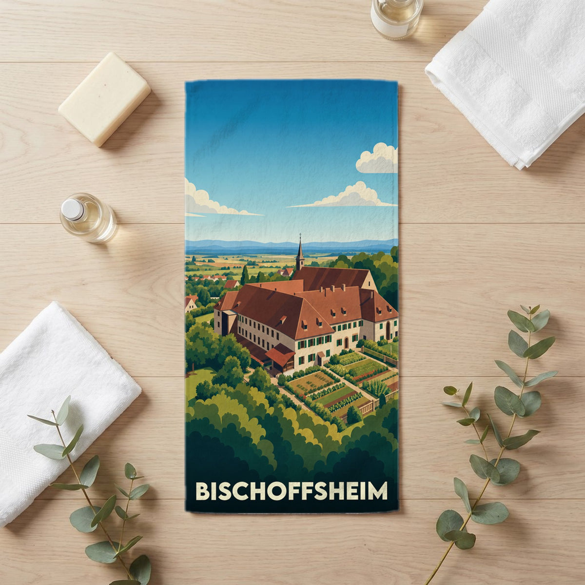 Serviette de bain 30 cm x 60 cm souvenir de Bischoffsheim