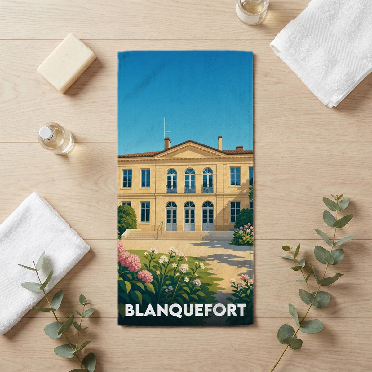 Serviette de bain 30 cm x 60 cm souvenir de Blanquefort