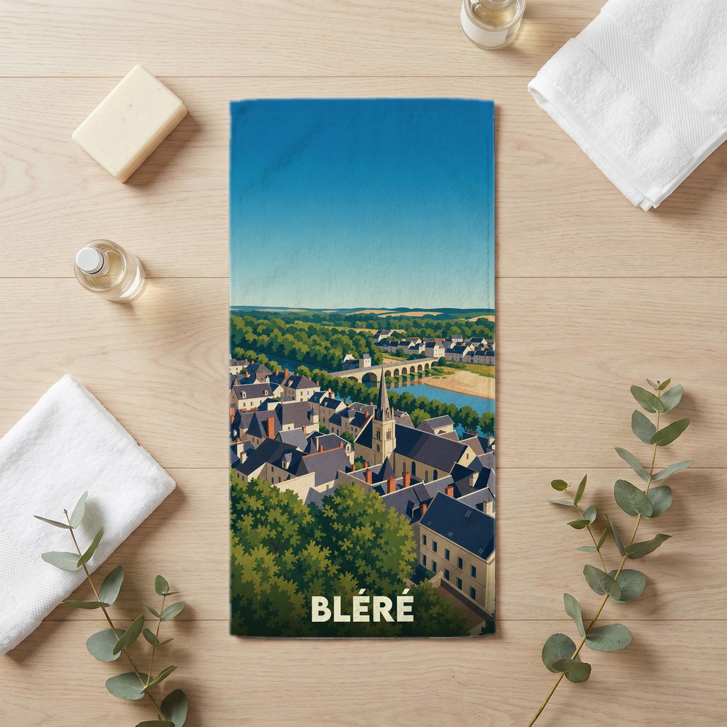 Serviette de bain 30 cm x 60 cm souvenir de Bléré
