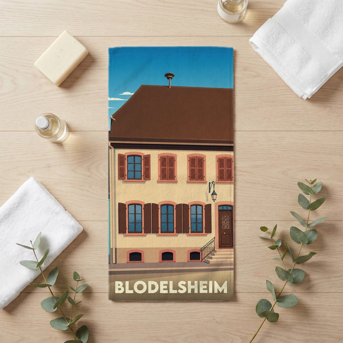 Serviette de bain 30 cm x 60 cm souvenir de Blodelsheim