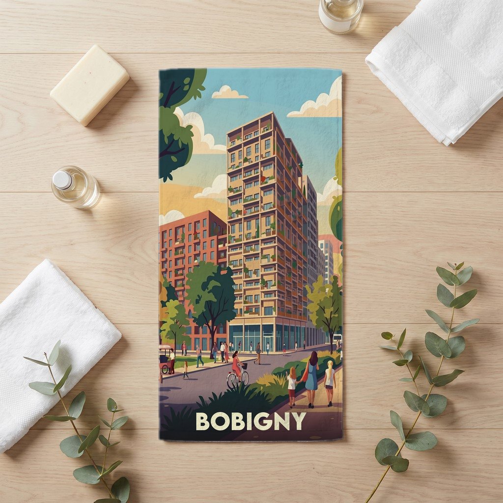 Serviette de bain 30 cm x 60 cm souvenir de Bobigny