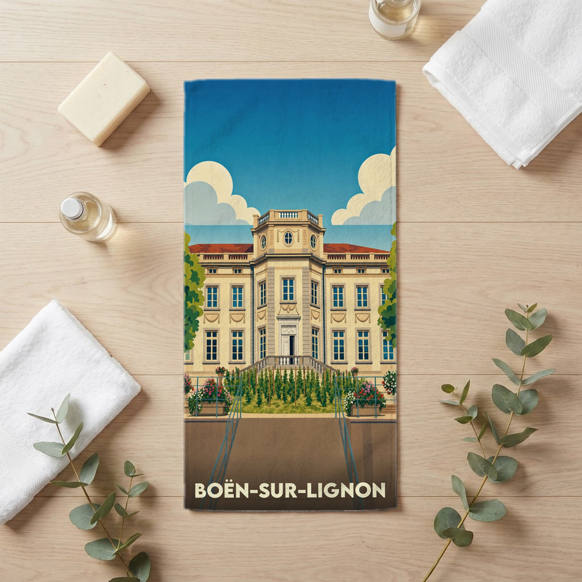 Serviette de bain 30 cm x 60 cm souvenir de Boën-sur-Lignon