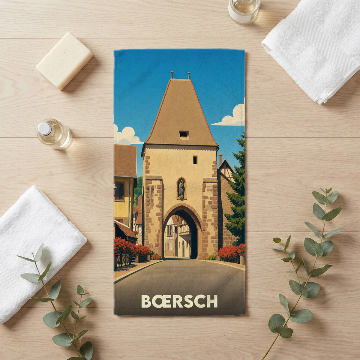 Serviette de bain 30 cm x 60 cm souvenir de Bœrsch