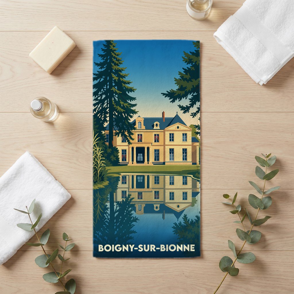 Serviette de bain 30 cm x 60 cm souvenir de Boigny-sur-Bionne