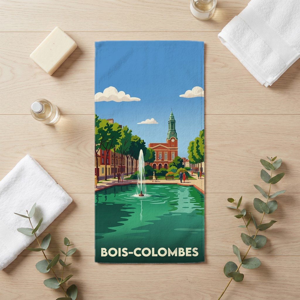 Serviette de bain 30 cm x 60 cm souvenir de Bois-Colombes