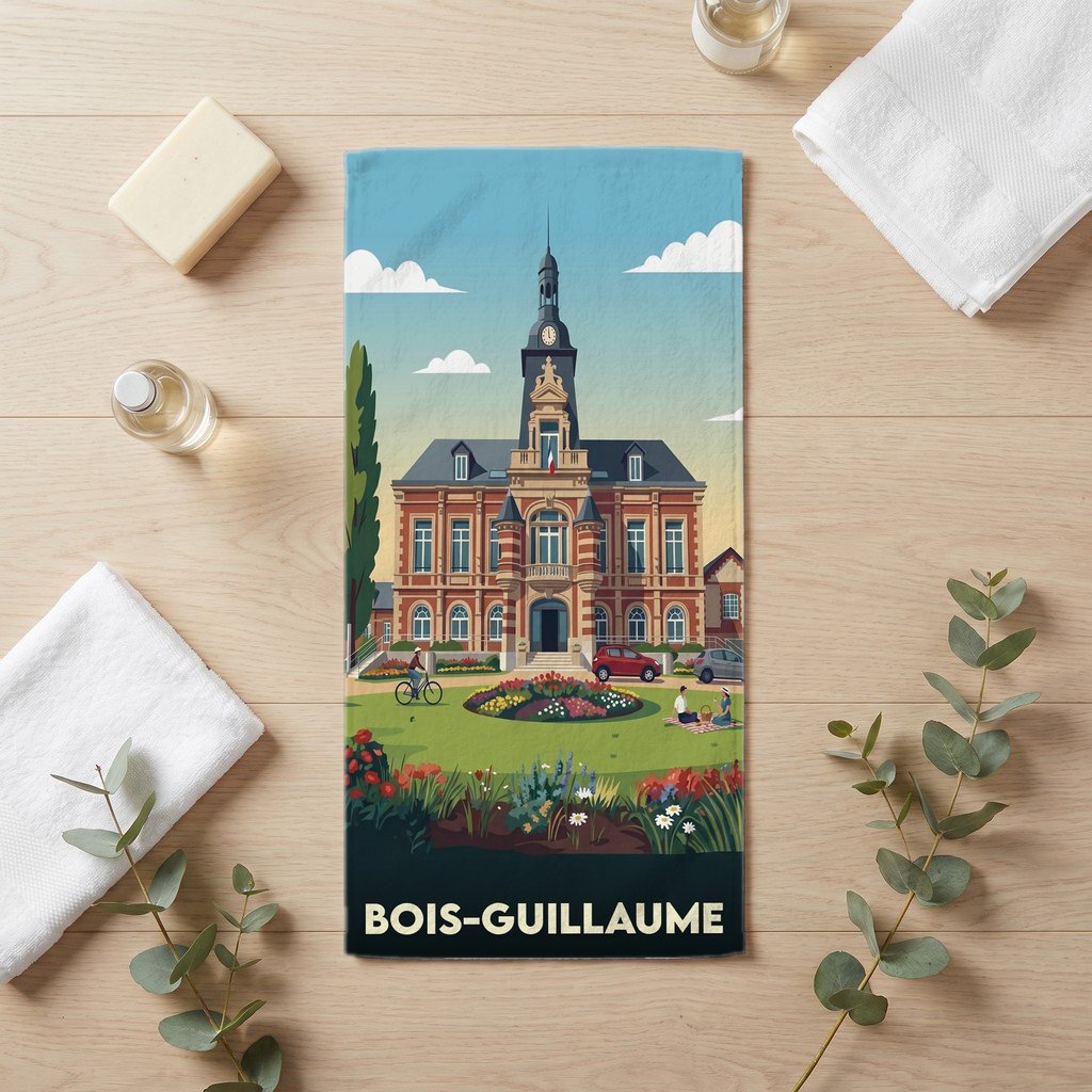 Serviette de bain 30 cm x 60 cm souvenir de Bois-Guillaume