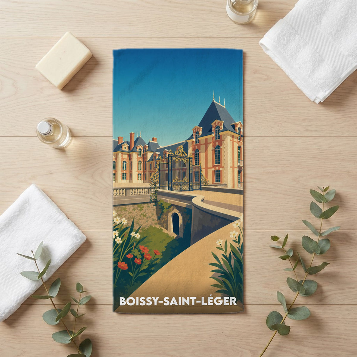Serviette de bain 30 cm x 60 cm souvenir de Boissy-Saint-Léger
