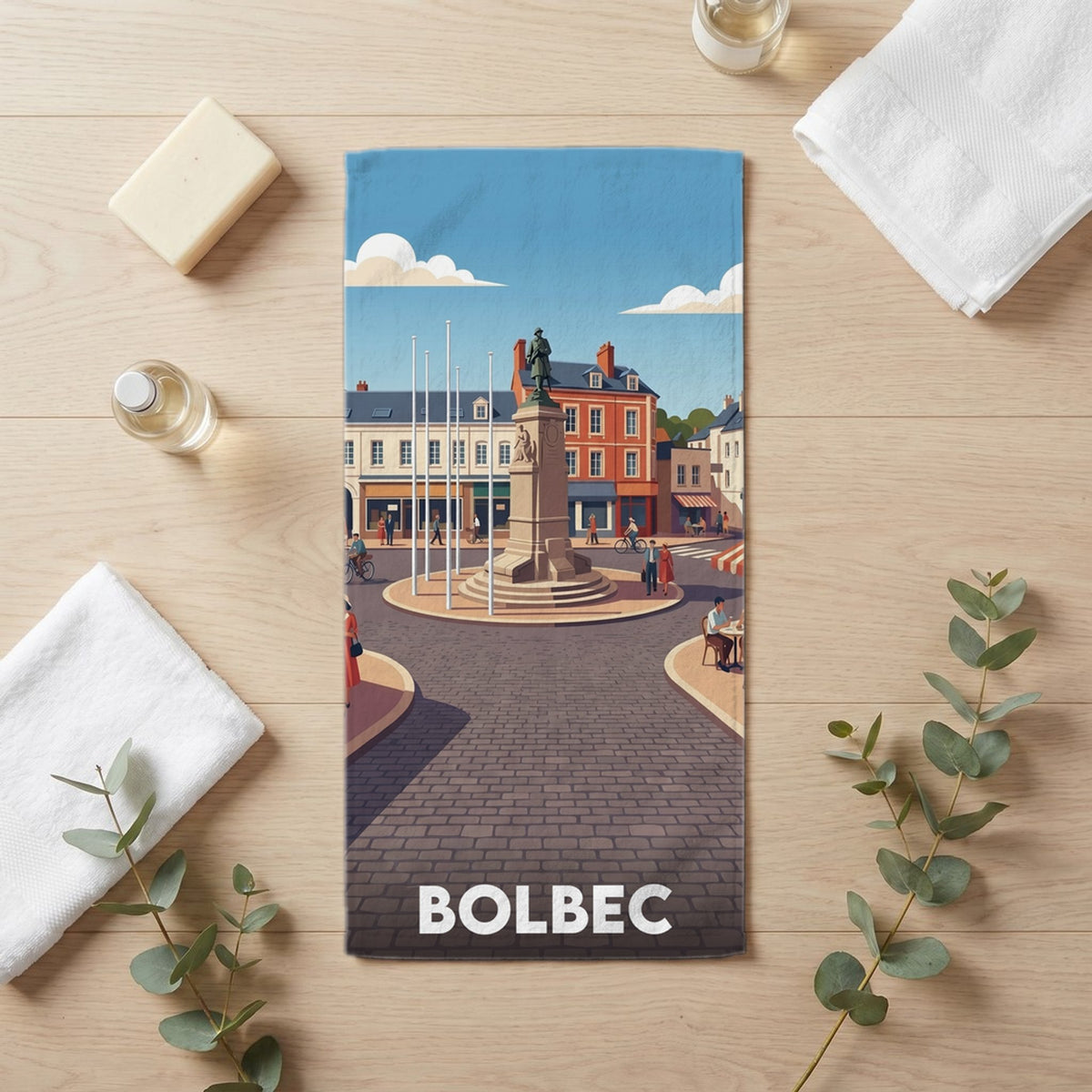 Serviette de bain 30 cm x 60 cm souvenir de Bolbec