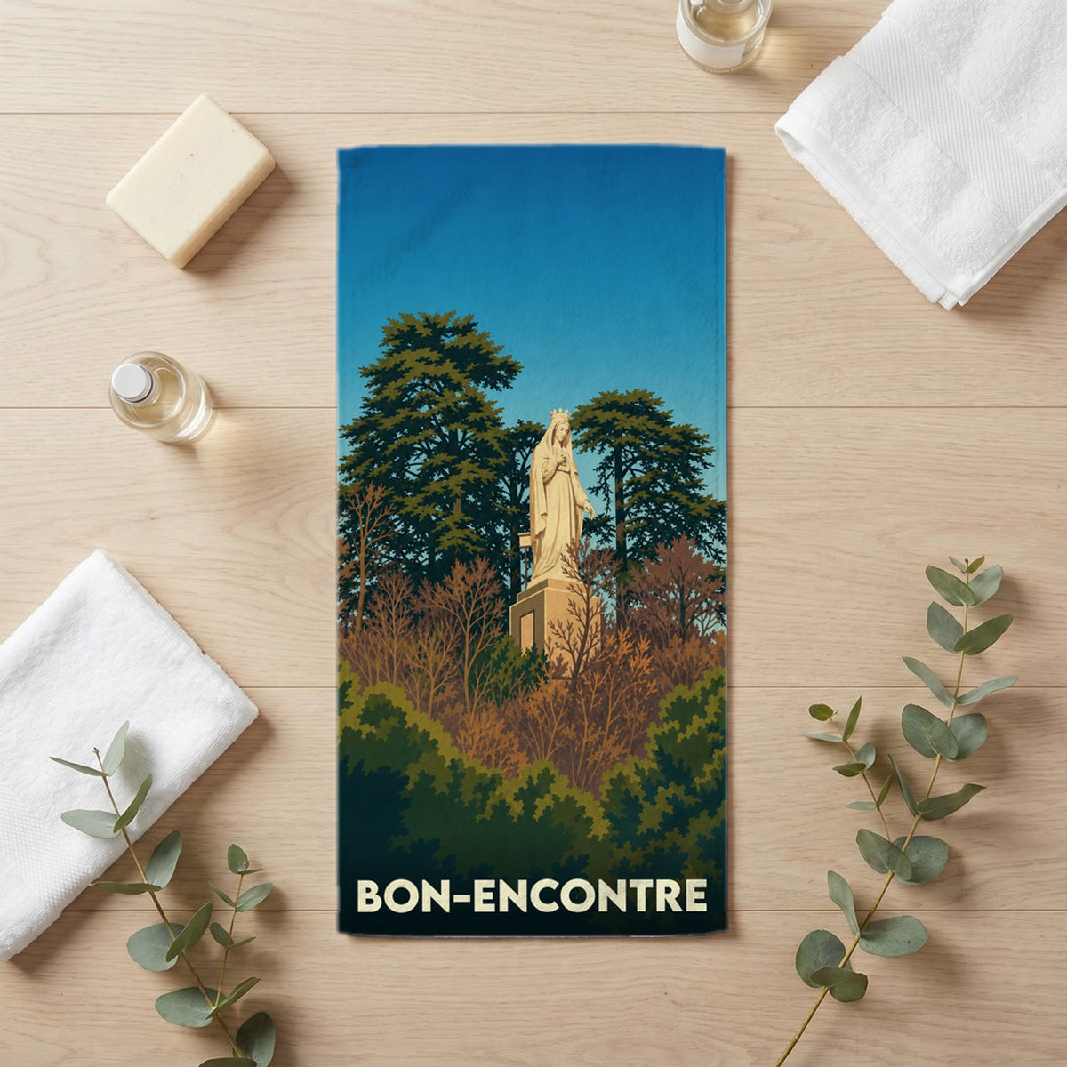 Serviette de bain 30 cm x 60 cm souvenir de Bon-Encontre