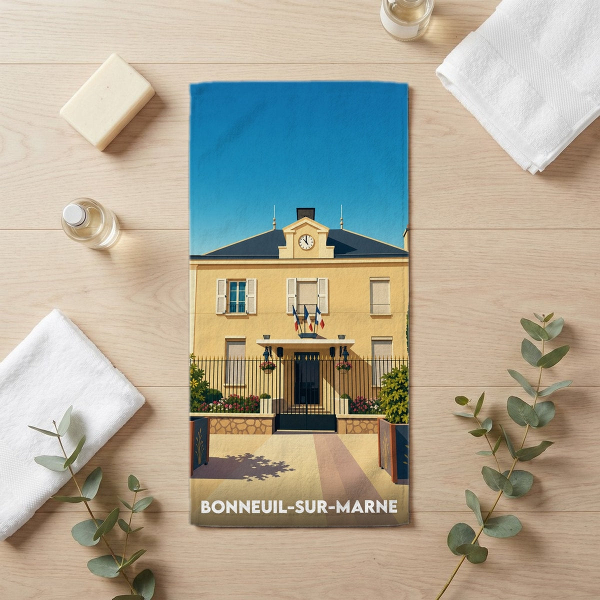Serviette de bain 30 cm x 60 cm souvenir de Bonneuil-sur-Marne