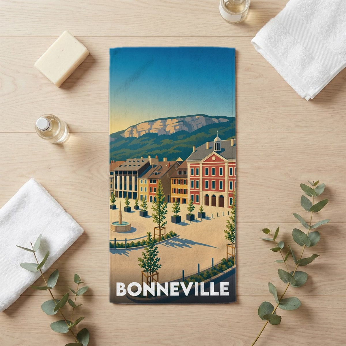 Serviette de bain 30 cm x 60 cm souvenir de Bonneville