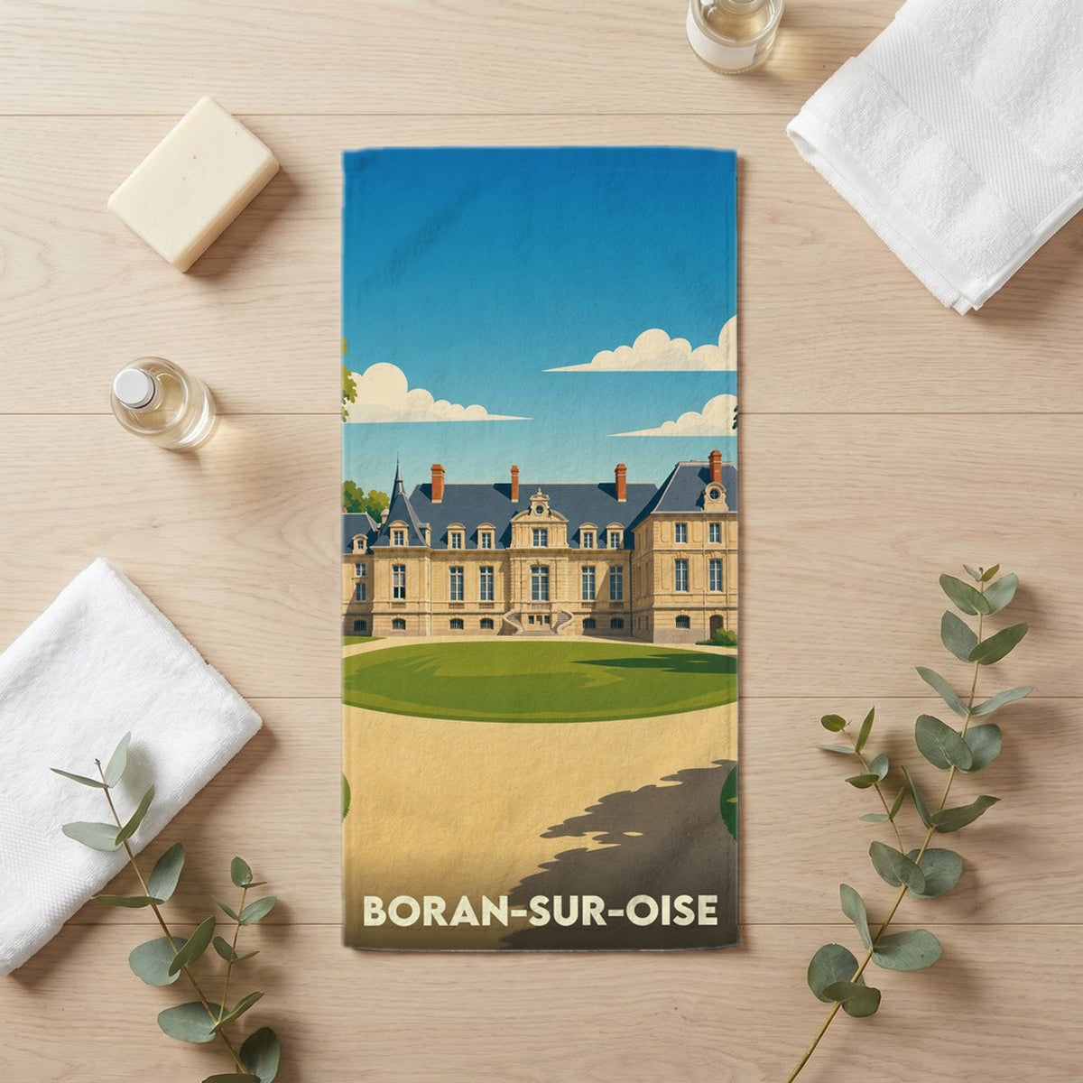 Serviette de bain 30 cm x 60 cm souvenir de Boran-sur-Oise