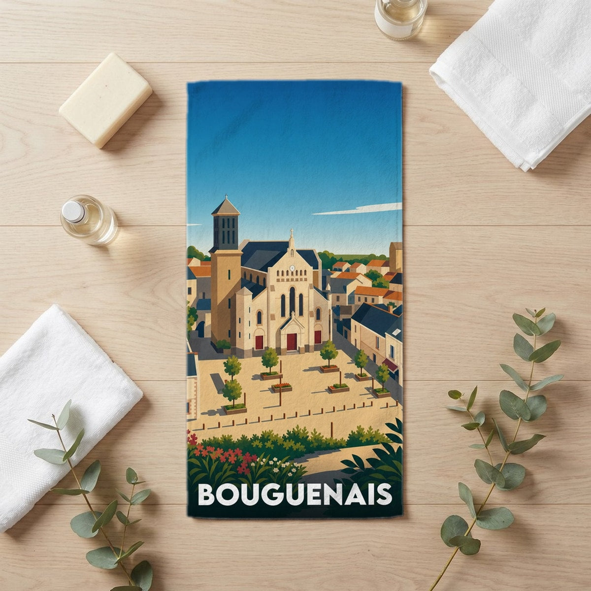 Serviette de bain 30 cm x 60 cm souvenir de Bouguenais