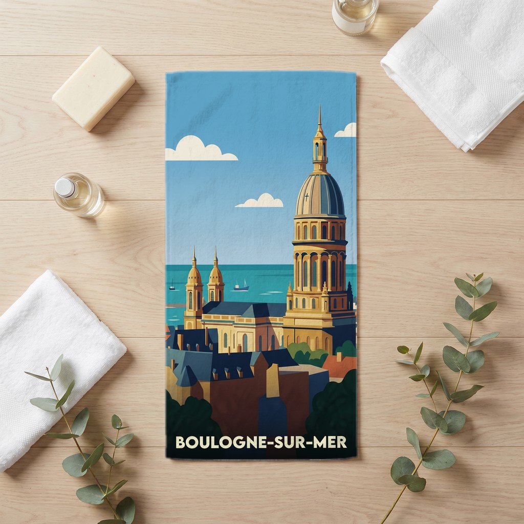 Serviette de bain 30 cm x 60 cm souvenir de Boulogne-sur-Mer