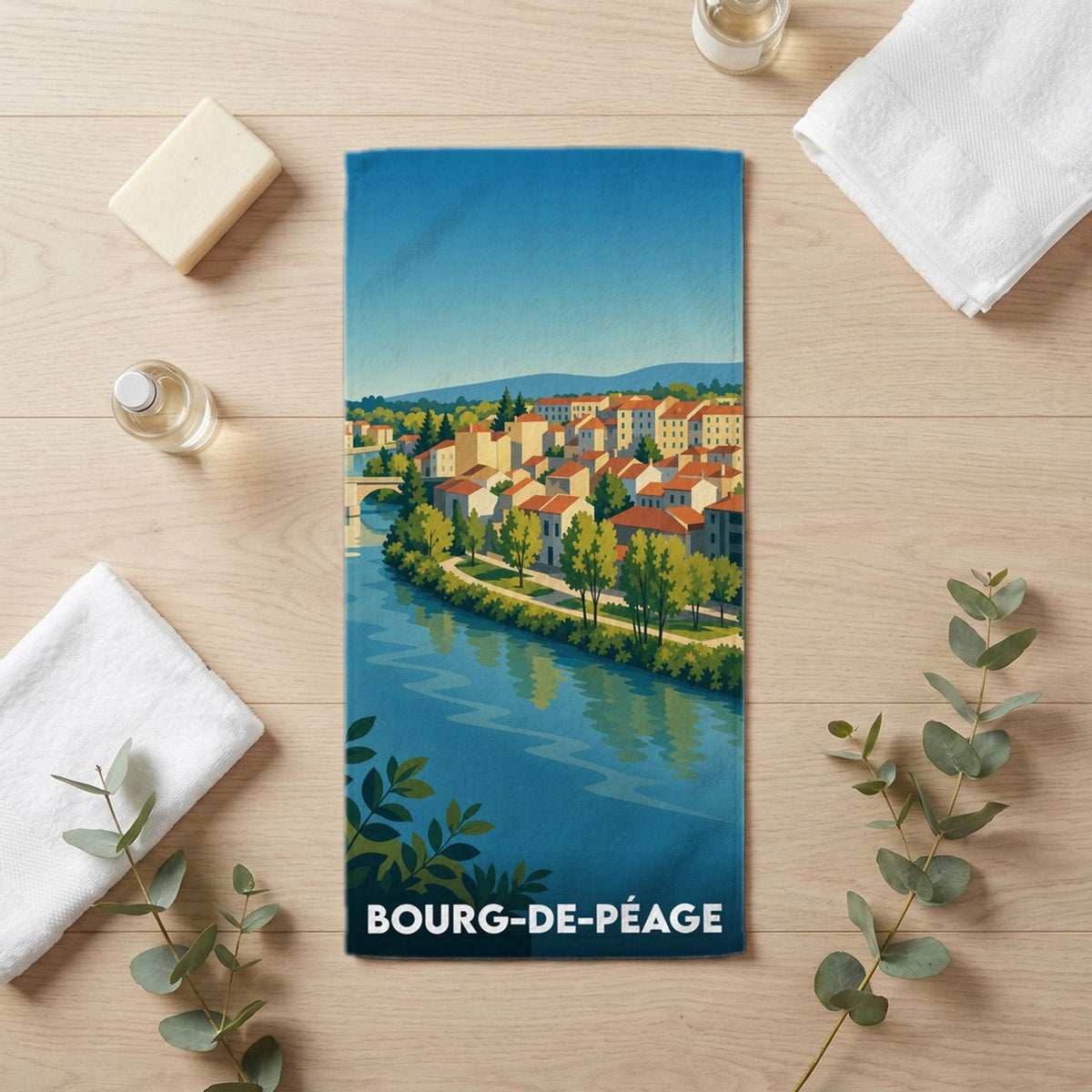 Serviette de bain 30 cm x 60 cm souvenir de Bourg-de-Péage