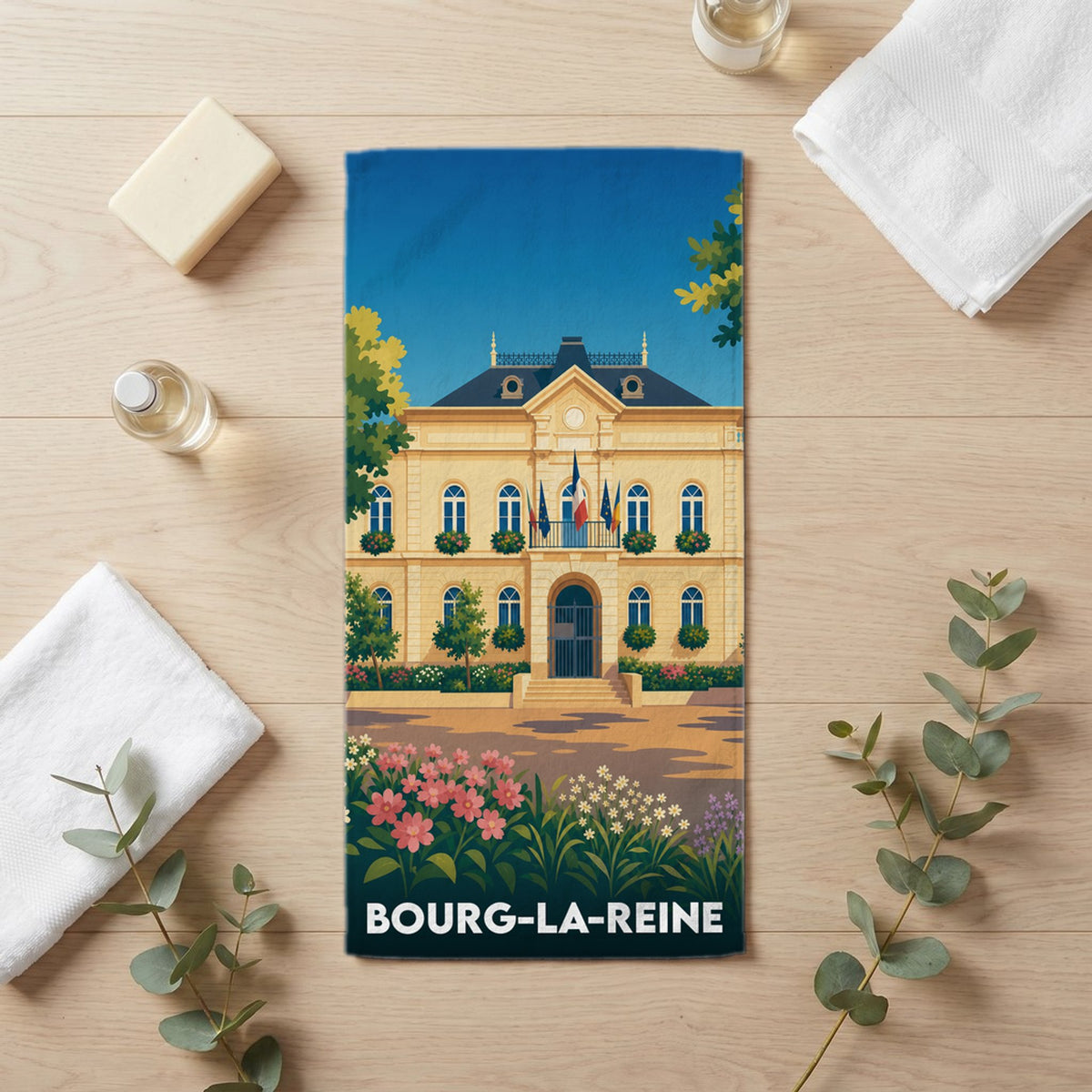 Serviette de bain 30 cm x 60 cm souvenir de Bourg-la-Reine