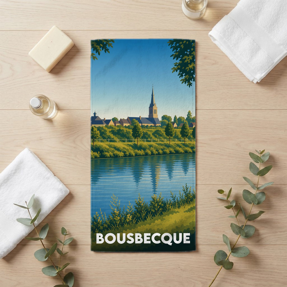 Serviette de bain 30 cm x 60 cm souvenir de Bousbecque