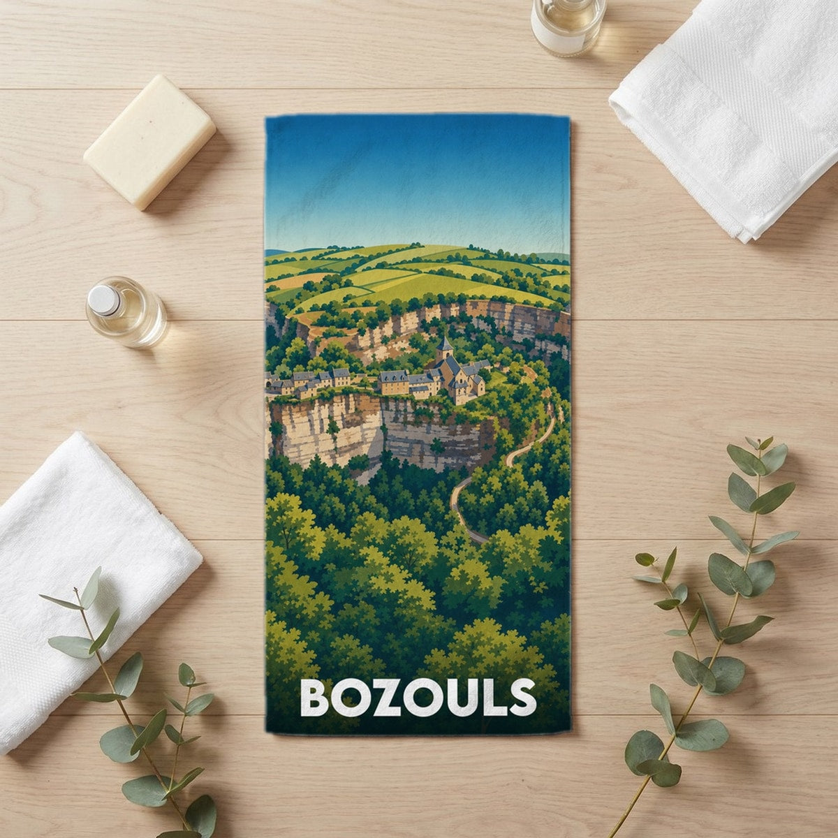 Serviette de bain 30 cm x 60 cm souvenir de Bozouls
