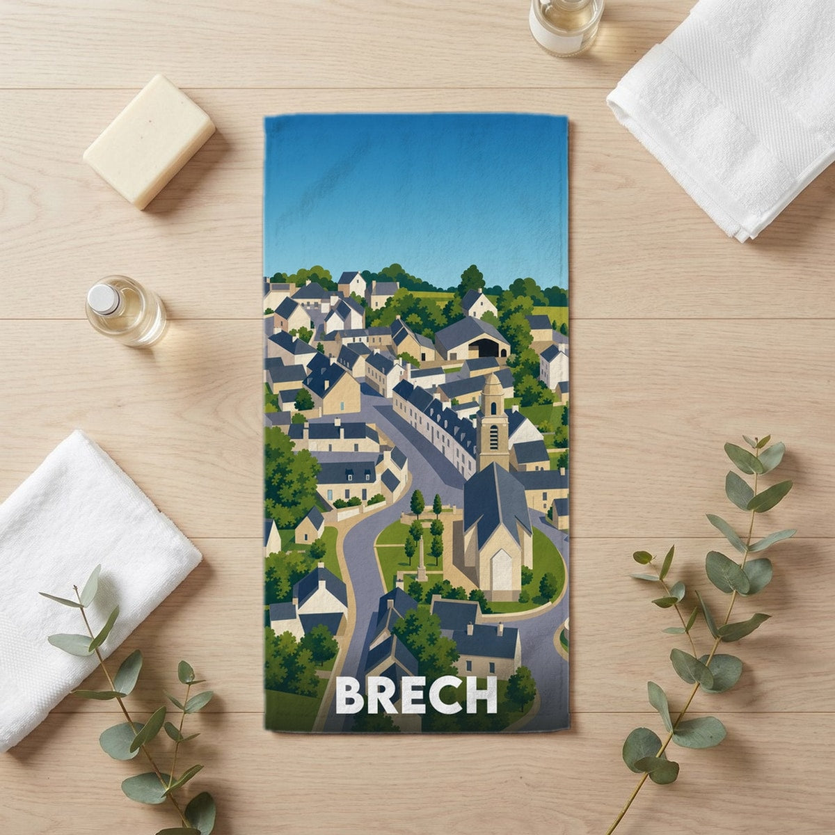 Serviette de bain 30 cm x 60 cm souvenir de Brech