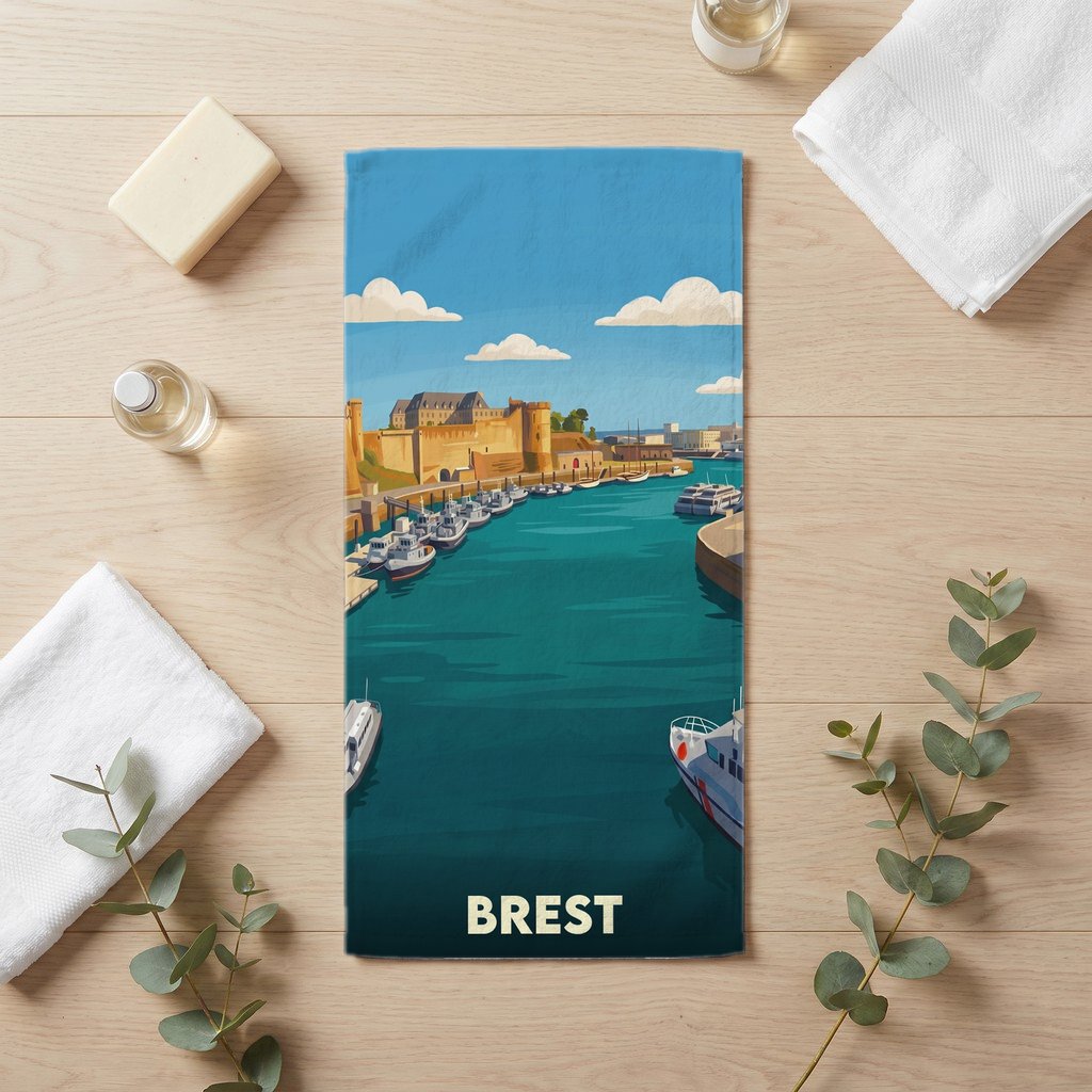 Serviette de bain 30 cm x 60 cm souvenir de Brest
