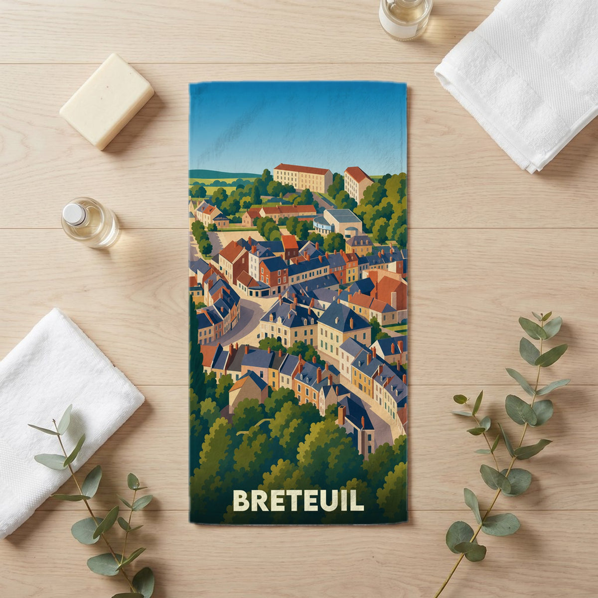 Serviette de bain 30 cm x 60 cm souvenir de Breteuil