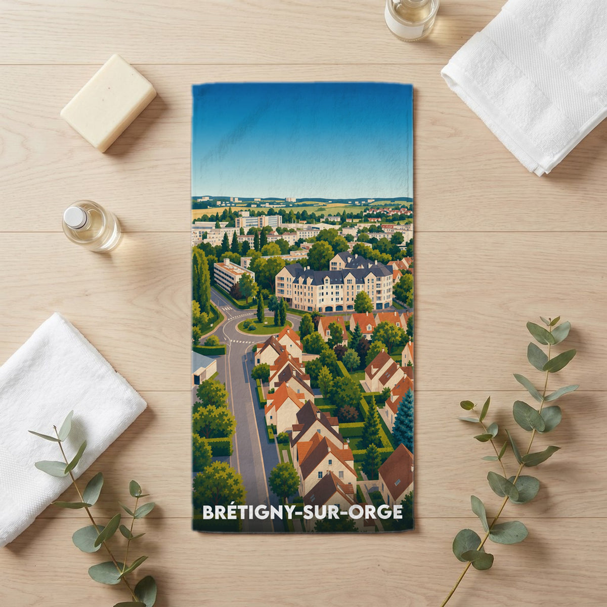 Serviette de bain 30 cm x 60 cm souvenir de Brétigny-sur-Orge