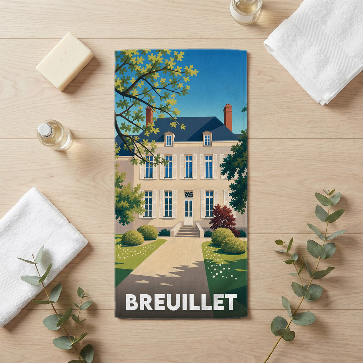 Serviette de bain 30 cm x 60 cm souvenir de Breuillet