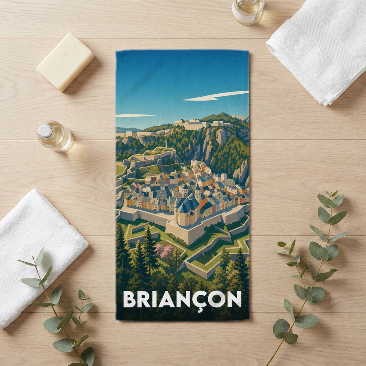 Serviette de bain 30 cm x 60 cm souvenir de Briançon