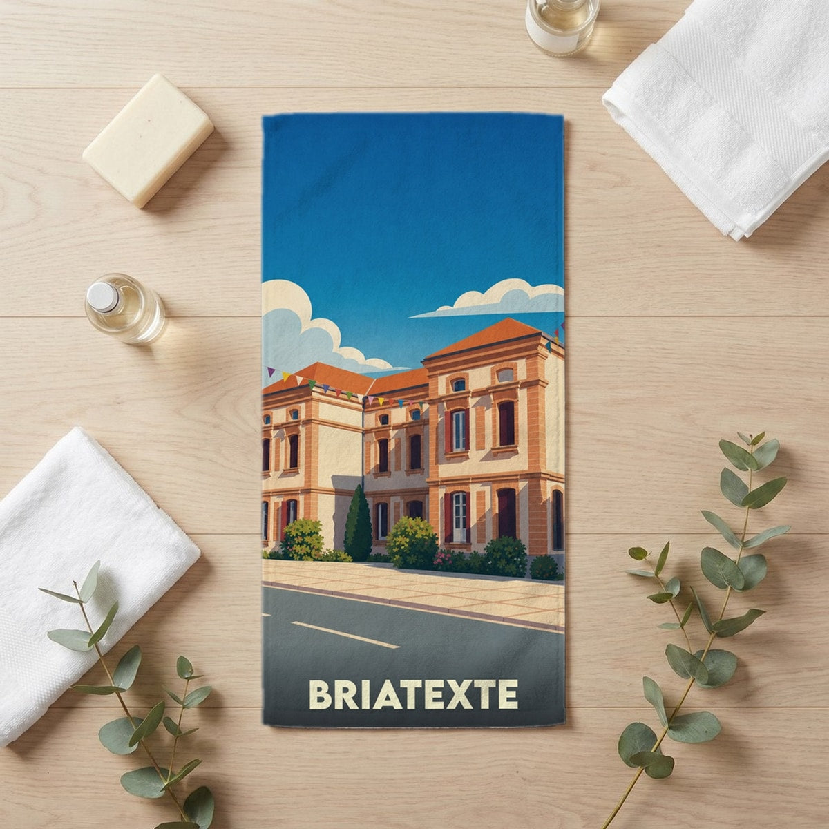 Serviette de bain 30 cm x 60 cm souvenir de Briatexte