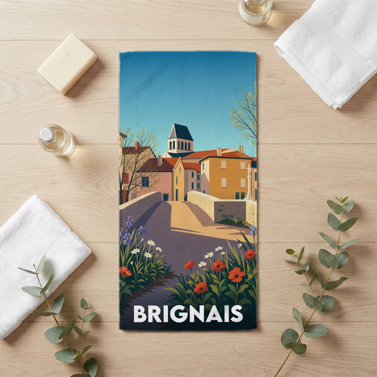 Serviette de bain 30 cm x 60 cm souvenir de Brignais