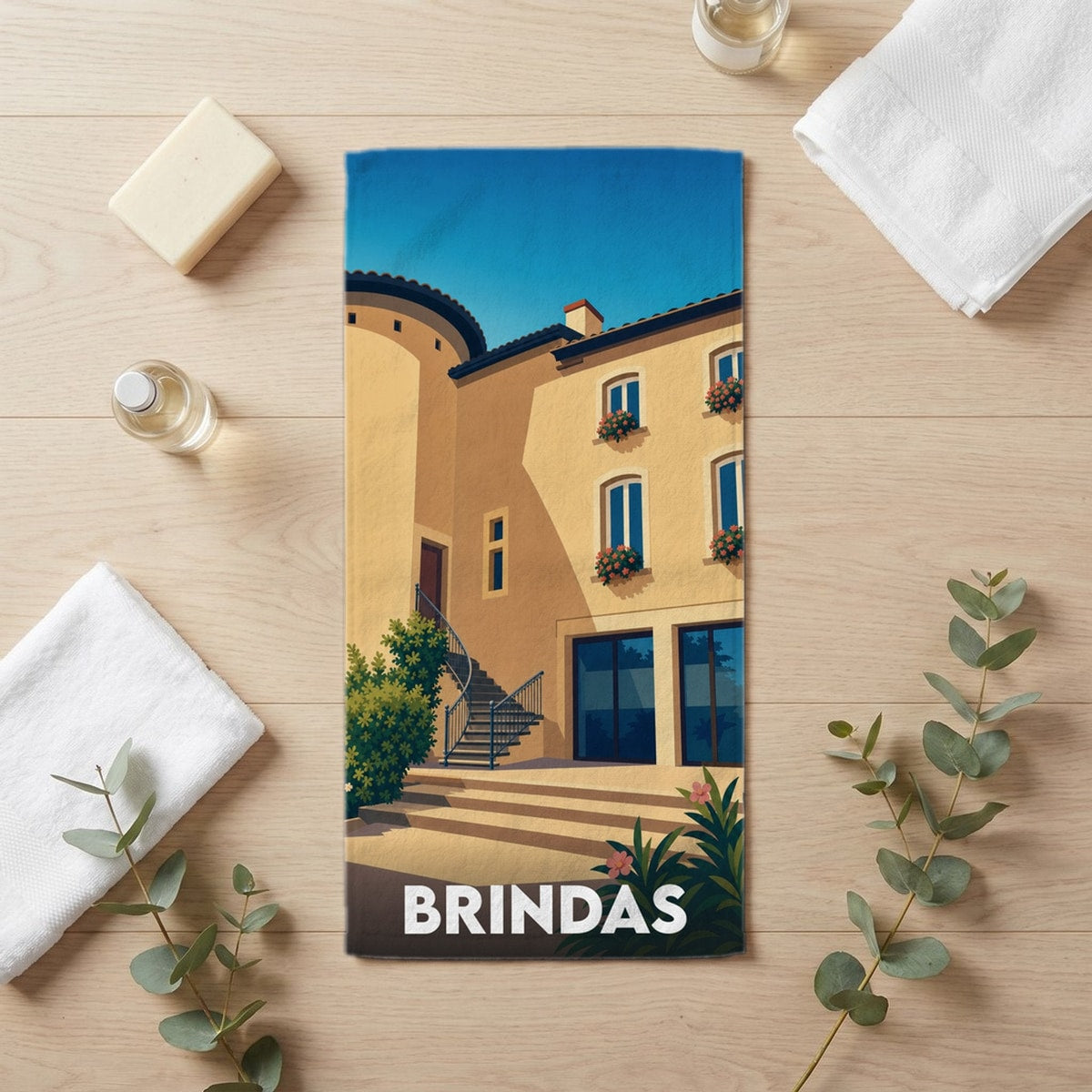 Serviette de bain 30 cm x 60 cm souvenir de Brindas
