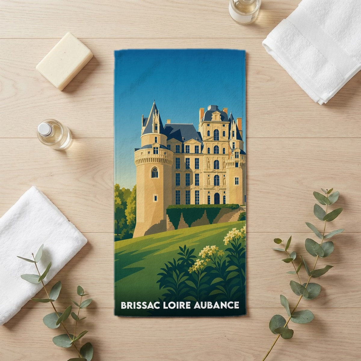 Serviette de bain 30 cm x 60 cm souvenir de Brissac Loire Aubance