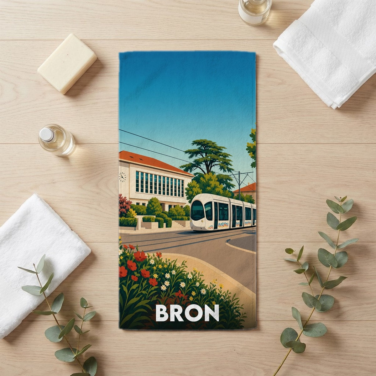 Serviette de bain 30 cm x 60 cm souvenir de Bron
