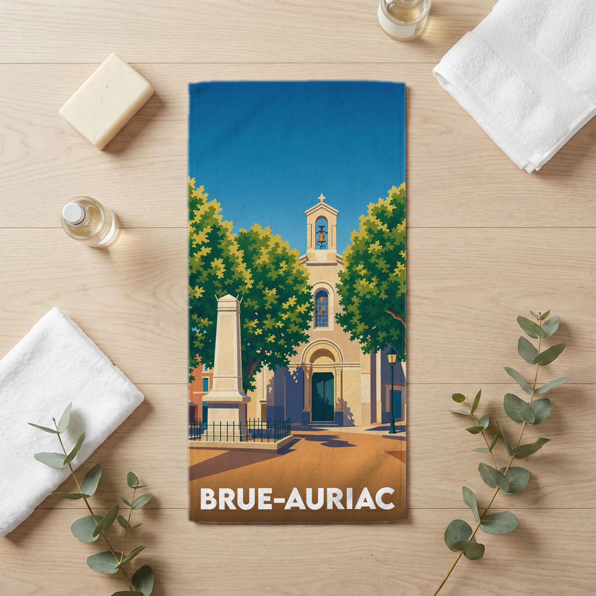 Serviette de bain 30 cm x 60 cm souvenir de Brue-Auriac