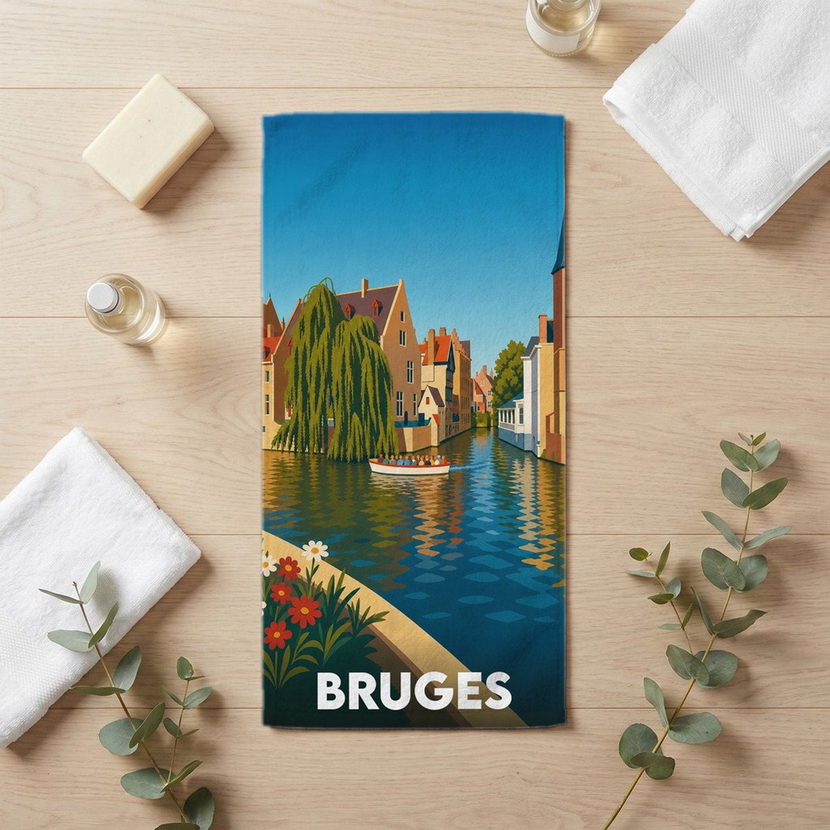 Serviette de bain 30 cm x 60 cm souvenir de Bruges