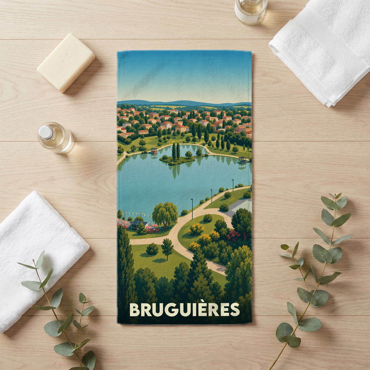 Serviette de bain 30 cm x 60 cm souvenir de Bruguières