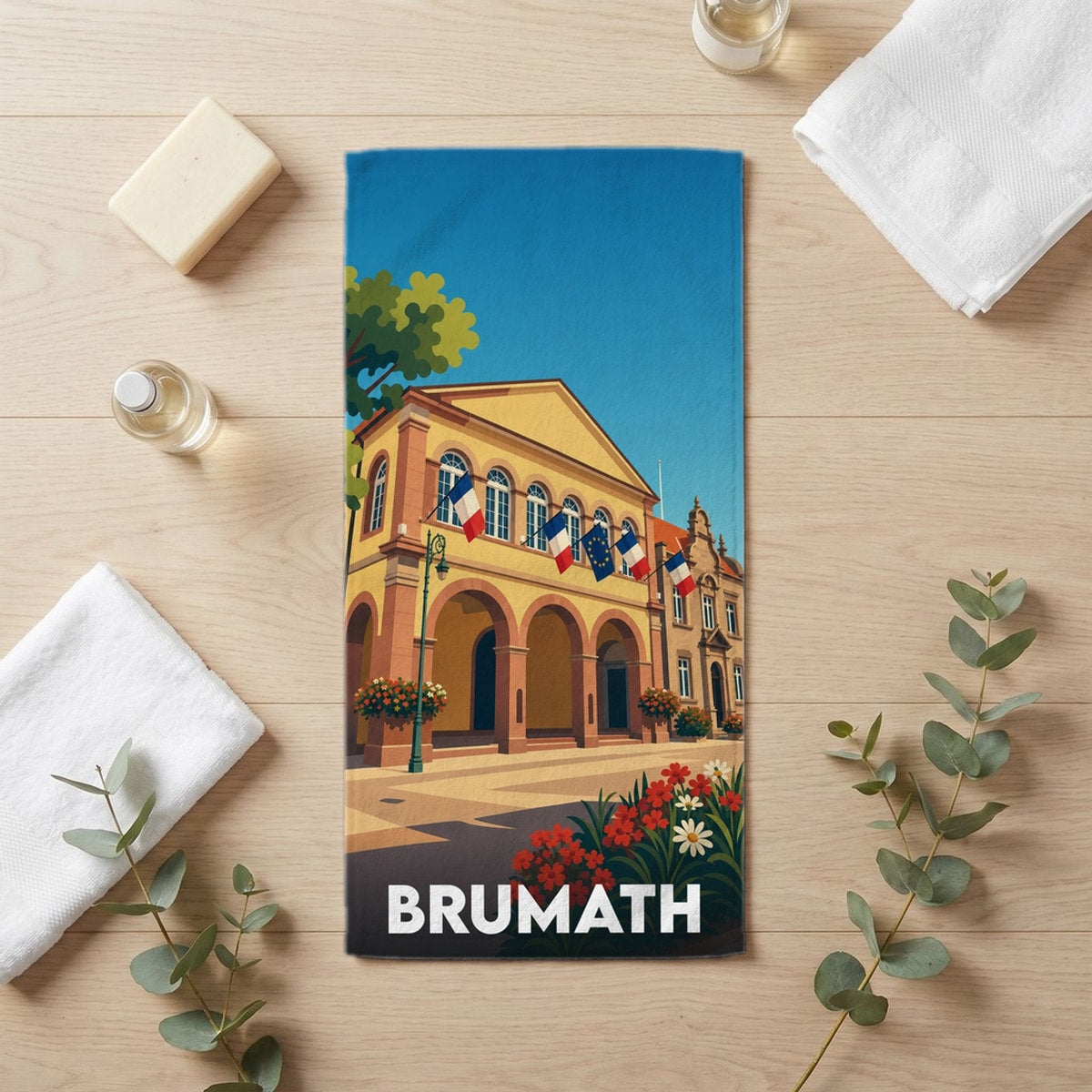 Serviette de bain 30 cm x 60 cm souvenir de Brumath