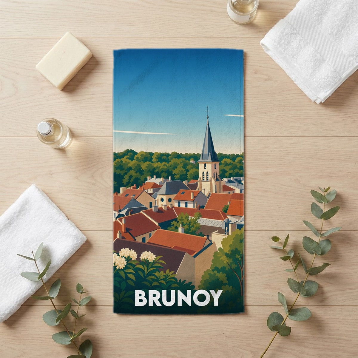 Serviette de bain 30 cm x 60 cm souvenir de Brunoy