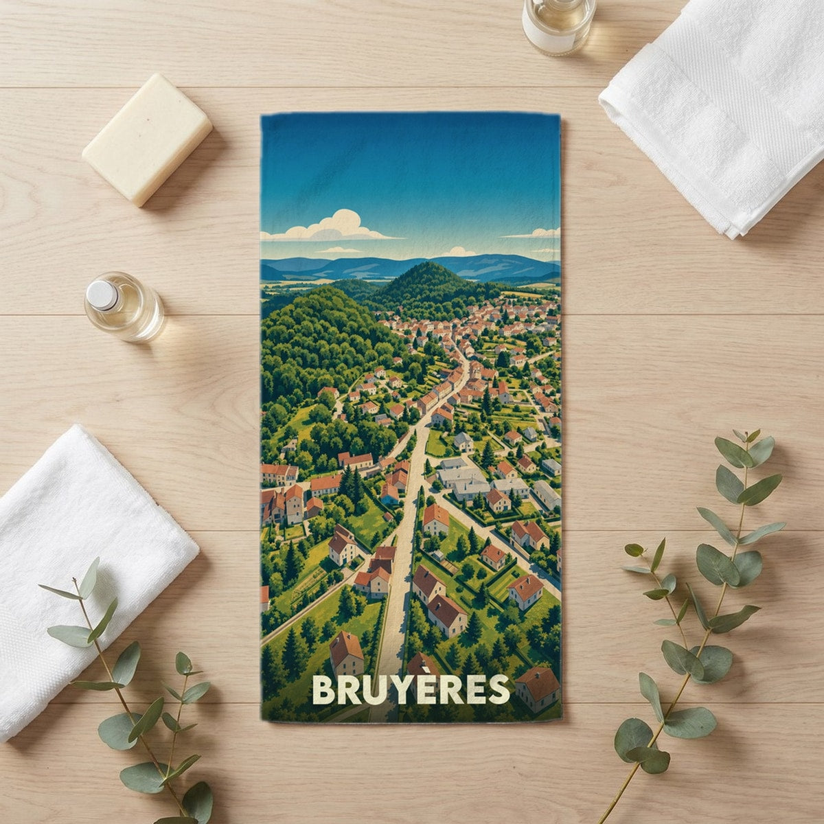 Serviette de bain 30 cm x 60 cm souvenir de Bruyères