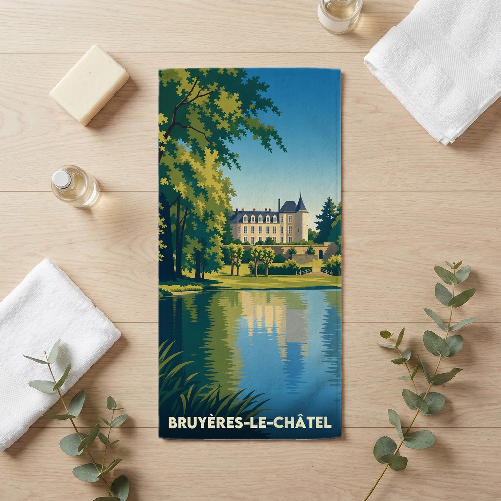 Serviette de bain 30 cm x 60 cm souvenir de Bruyères-le-Châtel