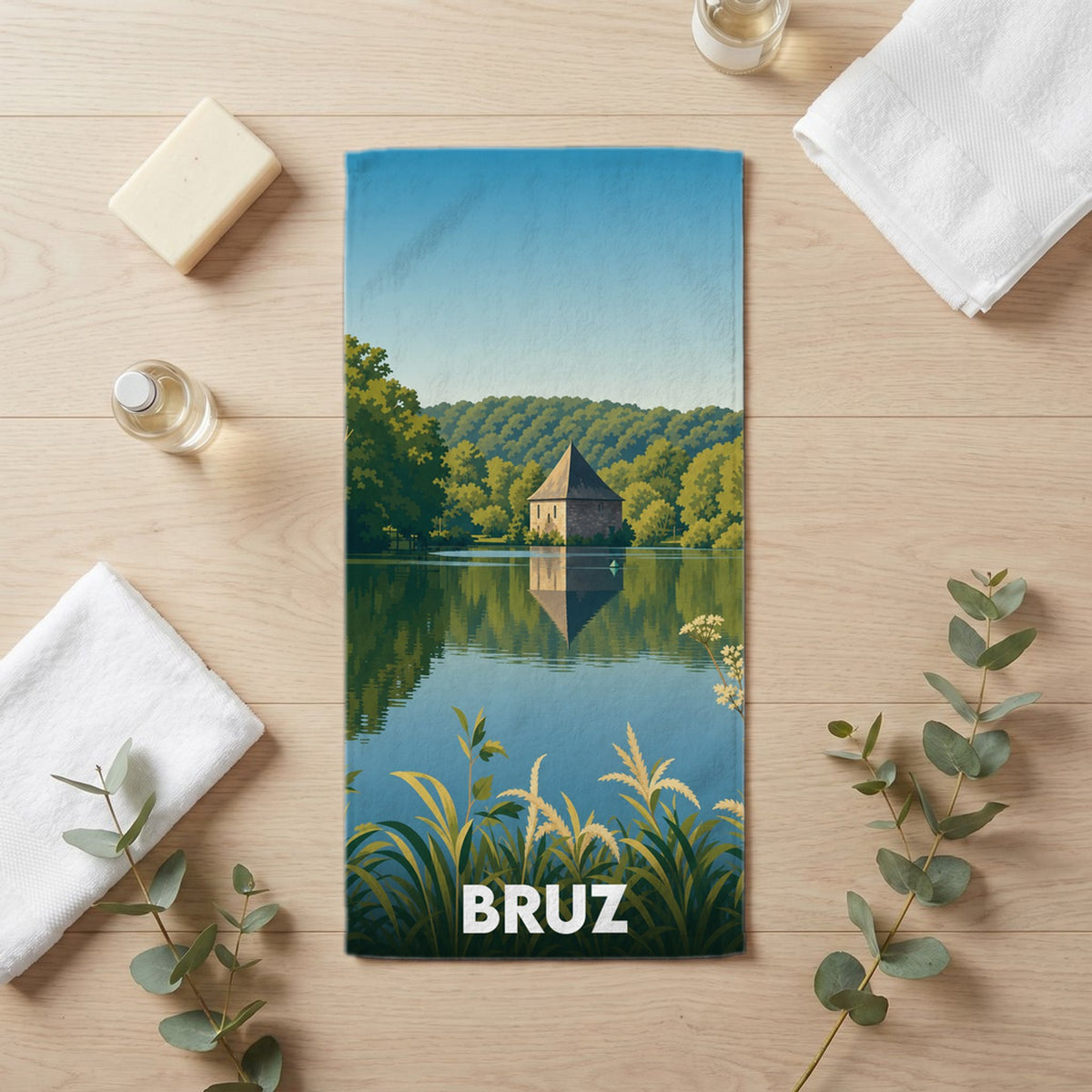 Serviette de bain 30 cm x 60 cm souvenir de Bruz