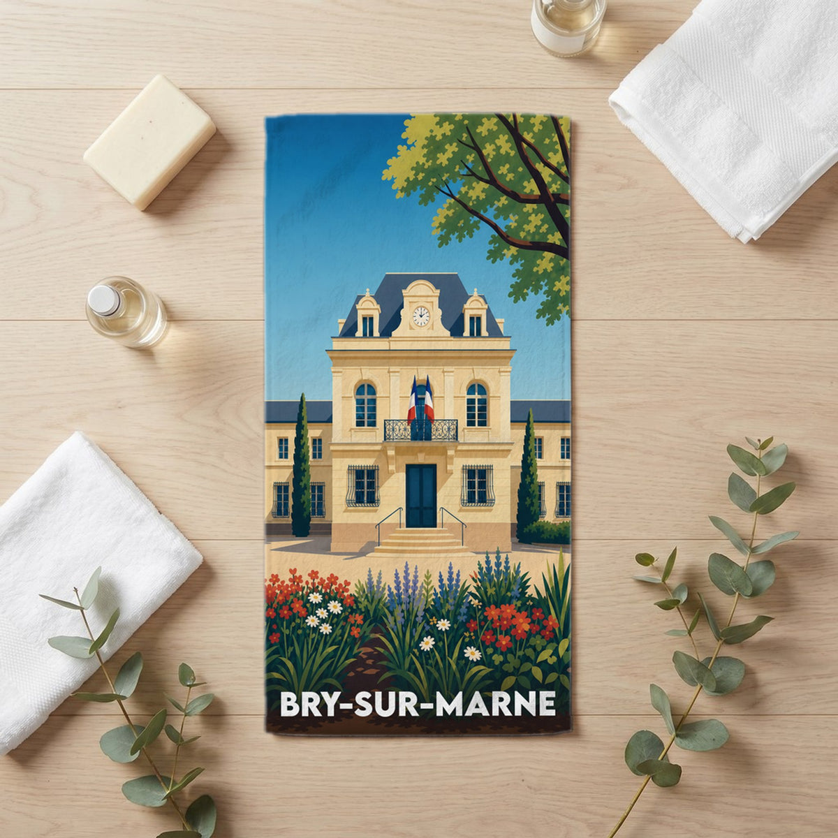 Serviette de bain 30 cm x 60 cm souvenir de Bry-sur-Marne